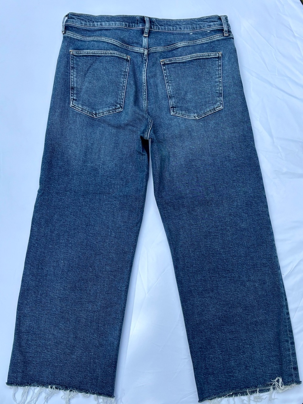 AGOLDE Harper Wide Leg Crop Jeans Raw Hem Medium Wash 32